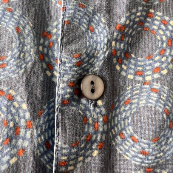 Tori Richard Shirt Mens XL Blue Cotton Button Up Short Sleeve Geometric Hawaiian - Picture 5 of 14